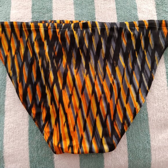 RARE VINTAGE 1" HOM SWIM BRIEF, SIZE 34", BLACK/ORANGE/YELLOW (NWOT) - Picture 2 of 8